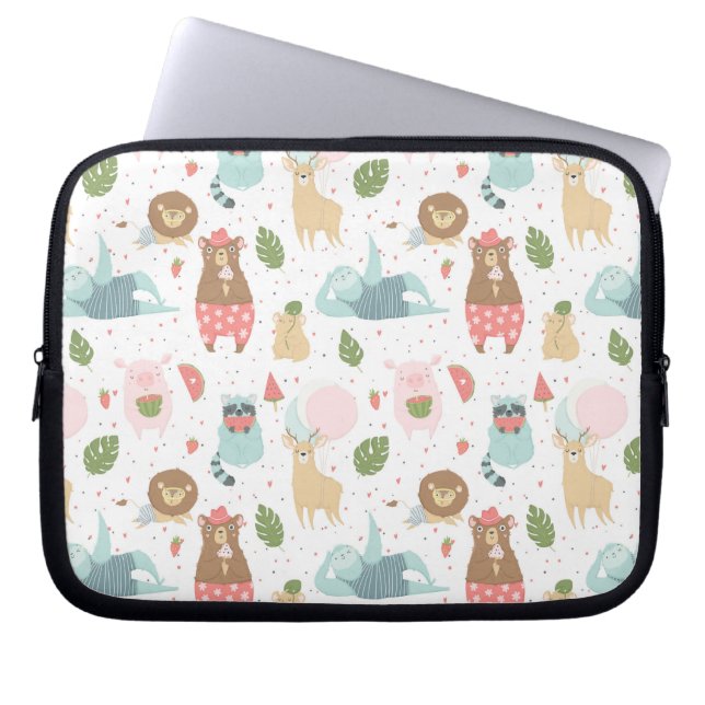 Sloth & Friends Pattern Laptop Sleeve (Front)