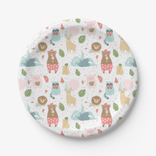 Sloth & Friends Pattern Paper Plates