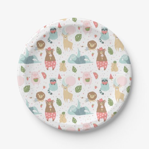 Sloth  Friends Pattern Paper Plates