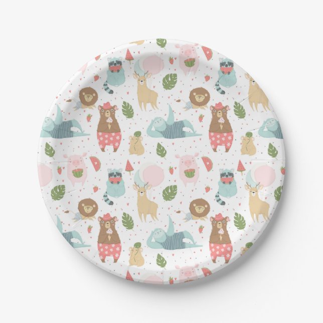 Sloth & Friends Pattern Paper Plates (Front)
