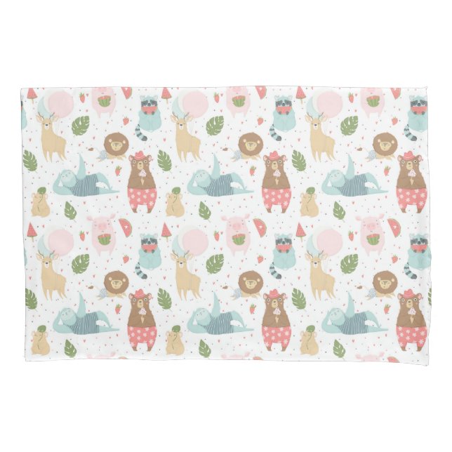 Sloth & Friends Pattern Pillow Case (Front-Left)