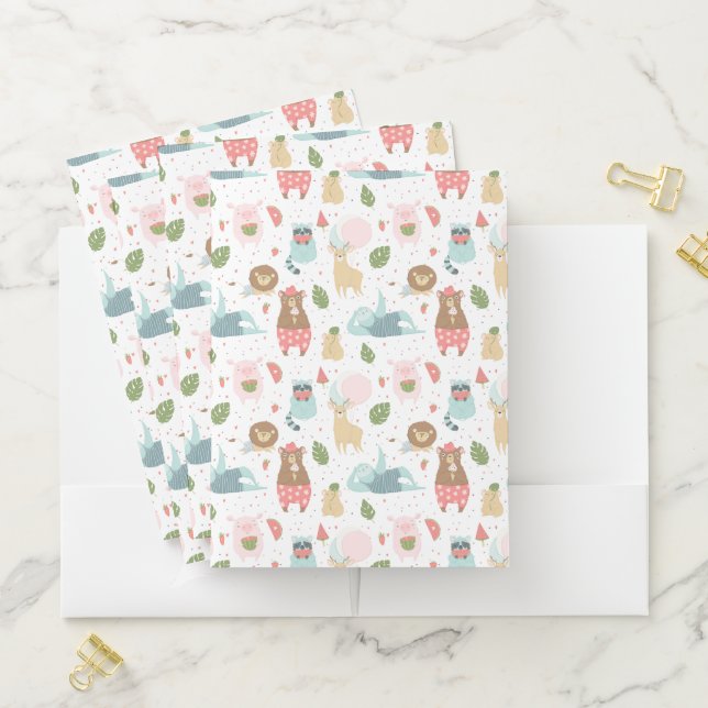 Sloth & Friends Pattern Pocket Folder (In Situ)