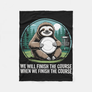 Sloth Frisbee Golf Player Retro Kawaii Disc Golf  Fleece Blanket