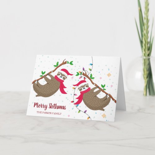 Sloth funny Christmas Holiday Card