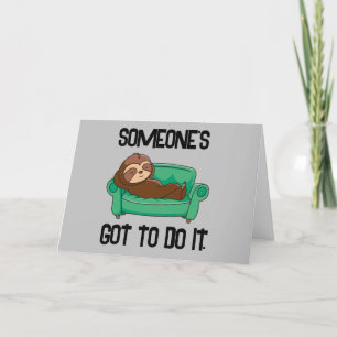 Sloth Funny Father's Day Car Humorous Greeting Letterpress Thank You Card
