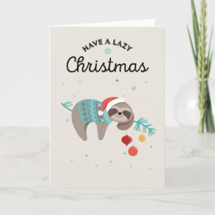 Sloth Funny Lazy Christmas Card