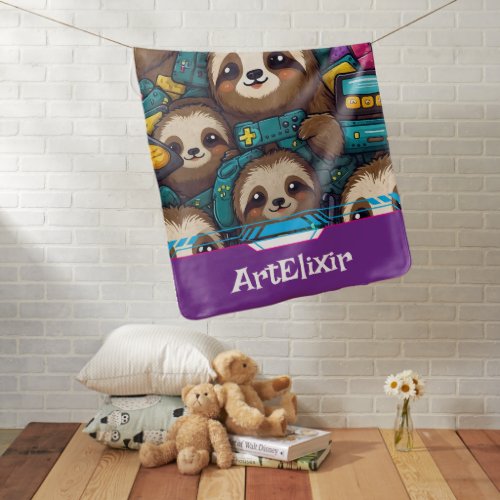 Sloth Gamer Baby Blanket