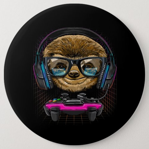 Sloth Gamer PC Computer Video Game Lover Streaming Button