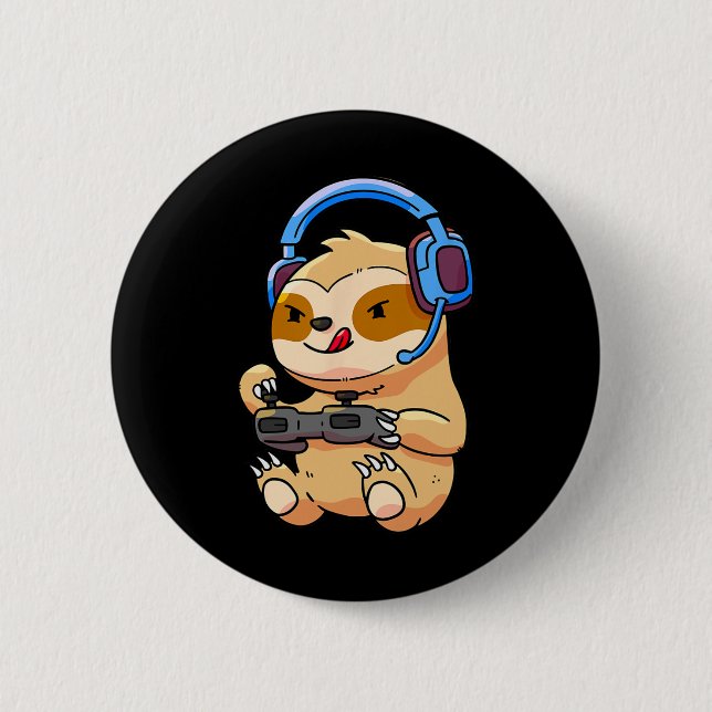 Sloth Gaming Sloths Video Game Gift  Button (Front)