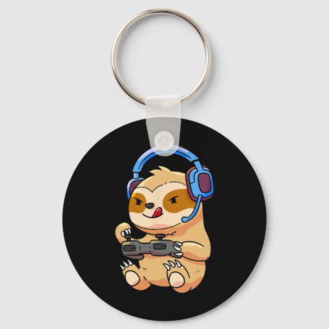 Sloth Gaming Sloths Video Game Gift  Keychain (Front)