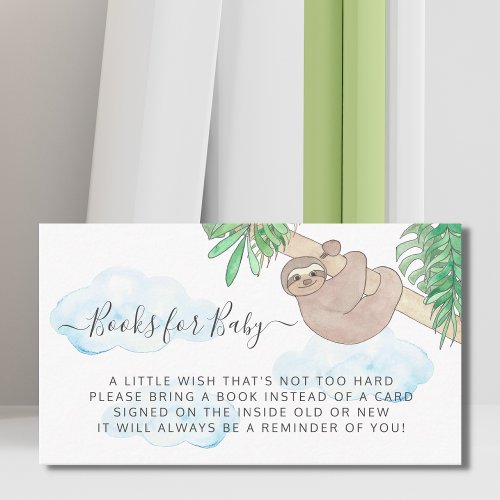 Sloth Gender_Neutral Books For Baby Baby Shower Enclosure Card