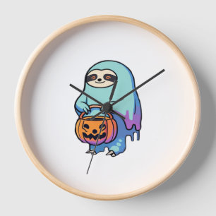 Sloth Ghost Halloween Oversized T-Shirt Clock