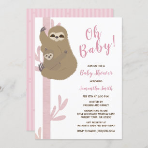 Sloth Girl Baby Shower Invitation