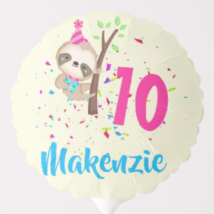 Sloth Girl Theme Birthday Party Custom  Balloon