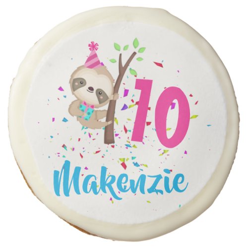 Sloth Girl Theme Birthday Party Custom  Sugar Cookie