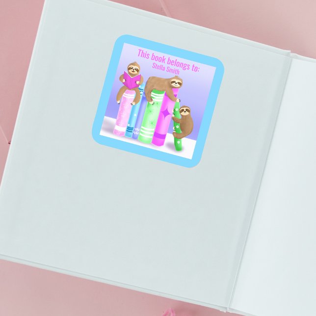 Sloth Girl's Reading Books Bookplate (Creator Uploaded)