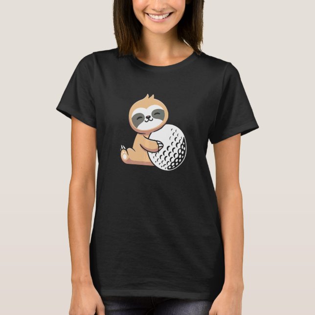 Sloth Golf Cute Sloth Holding Golf Ball Sport T-Shirt (Front)