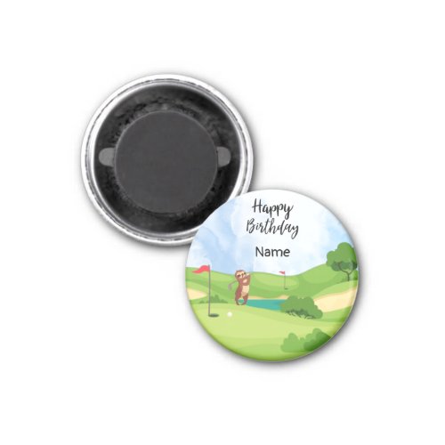 Sloth Golfer is on green for Birthday  Magnet