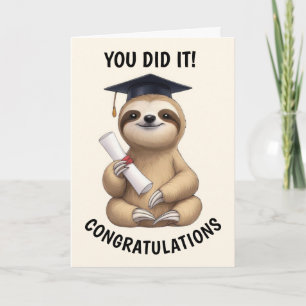 Sloth Graduation Card