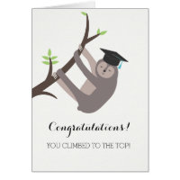 Sloth Graduation Card with light blue tassel