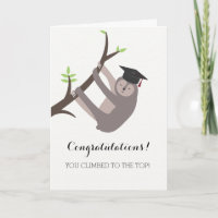 Sloth Graduation Card with maroon tassel