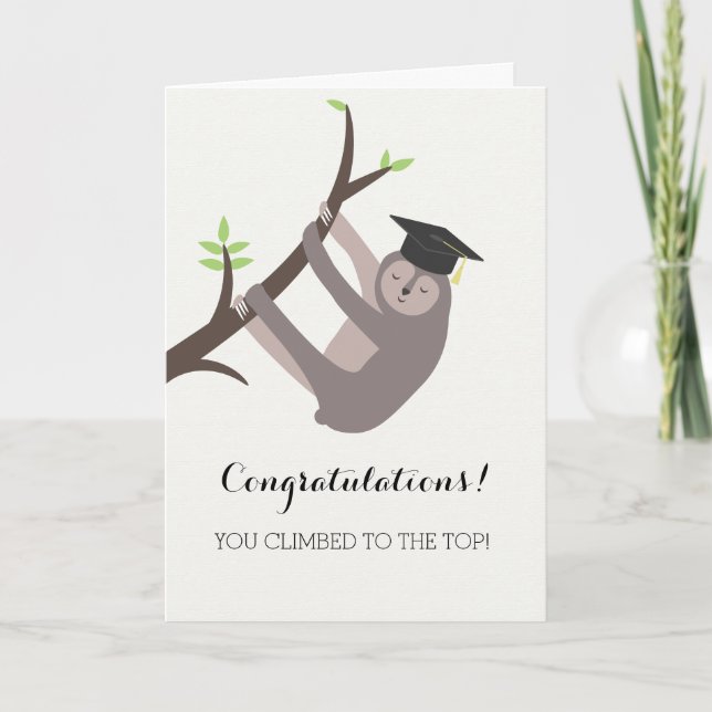 Sloth Graduation Card Yellow Gold (Front)