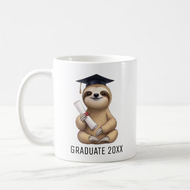 Sloth Graduation Personalized Coffee Mug (Left)