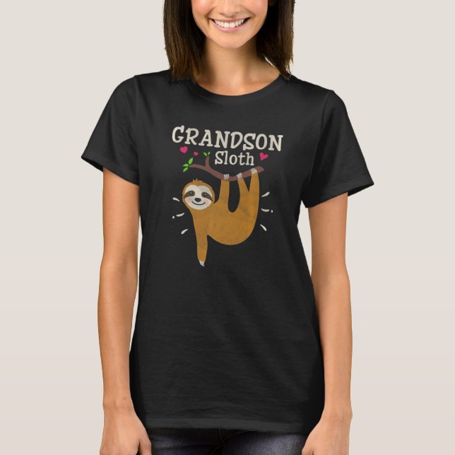 Sloth Graphic Humor Zoo Animal  Grandson T-Shirt (Front)