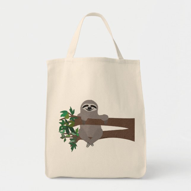 Sloth Grocery Tote Bag (Front)