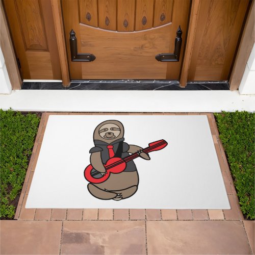 Sloth Guitar Cute Kawaii Doormat