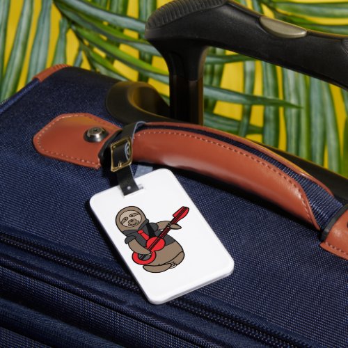 Sloth Guitar Playing Cute Kawaii Luggage Tag