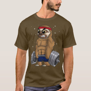 Sloth Gym Workout Graphic Deadlifting Fitness T-Shirt