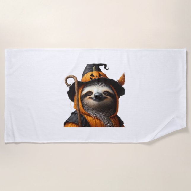 Sloth Halloween Classic T-Shirt Beach Towel (Front)