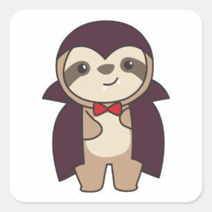 Sloth Halloween Cute Devil Vampire Costume Square Sticker