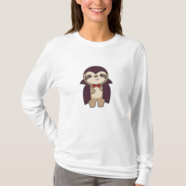 Sloth Halloween Cute Devil Vampire Costume T-Shirt (Front)