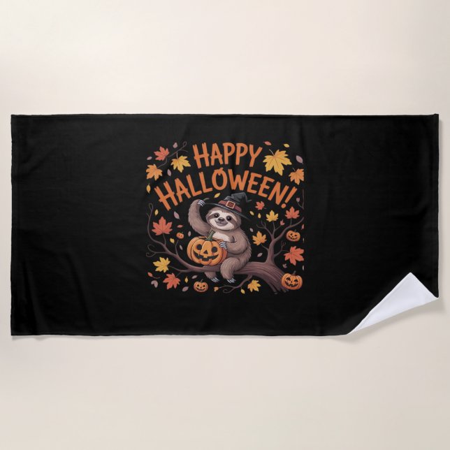 Sloth Halloween Day Oversized T-Shirt Beach Towel (Front)