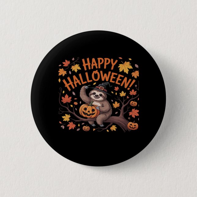 Sloth Halloween Day Oversized T-Shirt Button (Front)