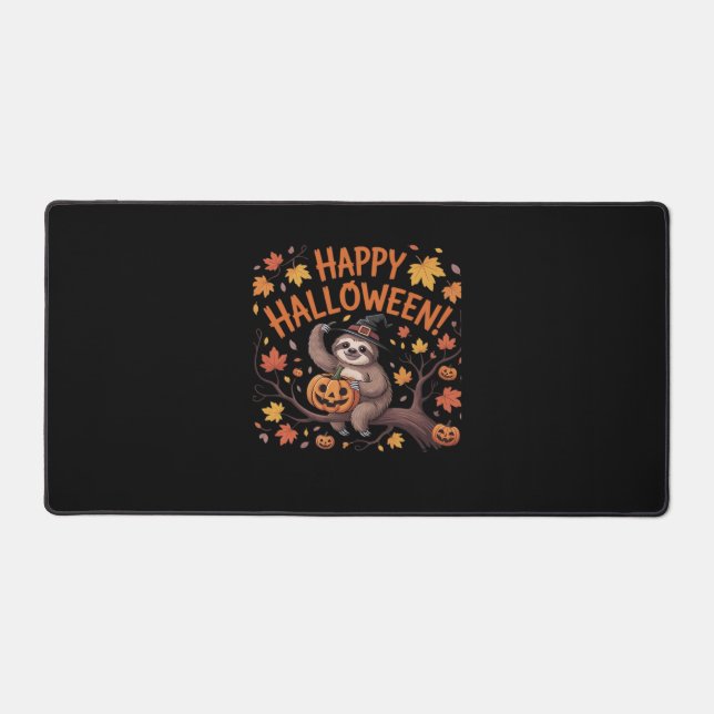 Sloth Halloween Day Oversized T-Shirt Desk Mat (Front)