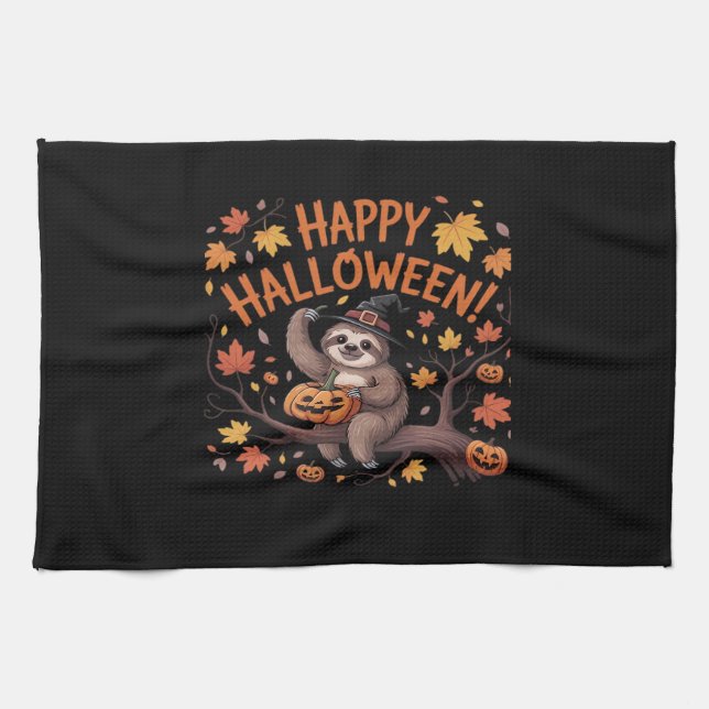 Sloth Halloween Day Oversized T-Shirt Kitchen Towel (Horizontal)