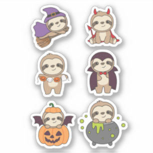 Sloth Halloween Devil Pumpkin Vampire Costume Sticker