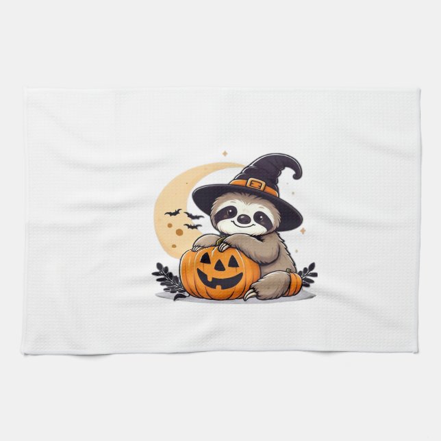 Sloth Halloween Motif Cute Classic T-Shirt Kitchen Towel (Horizontal)