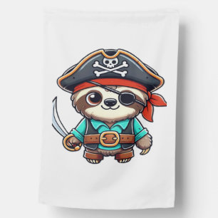 Sloth Halloween Pirate Kids Women Men Sloth Classi House Flag