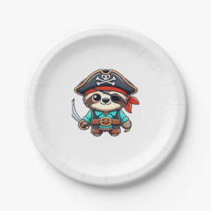 Sloth Halloween Pirate Kids Women Men Sloth Classi Paper Plates