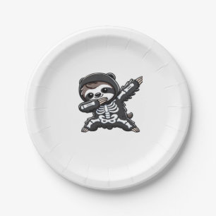 Sloth Halloween Skeleton Kids Women Men Sloth Clas Paper Plates