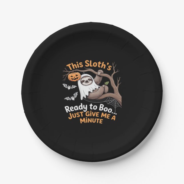 Sloth Halloween Sloths Cute Bat Vampire Essential  Paper Plates (Front)