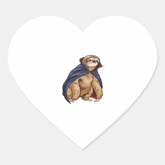 Sloth Halloween Vampire Classic T-Shirt Heart Sticker (Front)