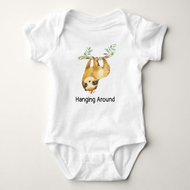 Sloth Hanging Around Baby Bodysuit (Front)