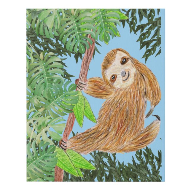 Sloth hanging around  faux canvas print (Front)