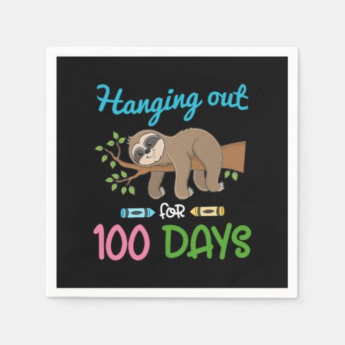 Sloth Hanging Out For 100 Days Of SchoolPng Napkins