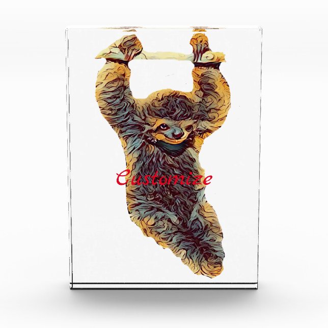 Sloth Hanging Out Thunder_Cove Acrylic Award (Front)